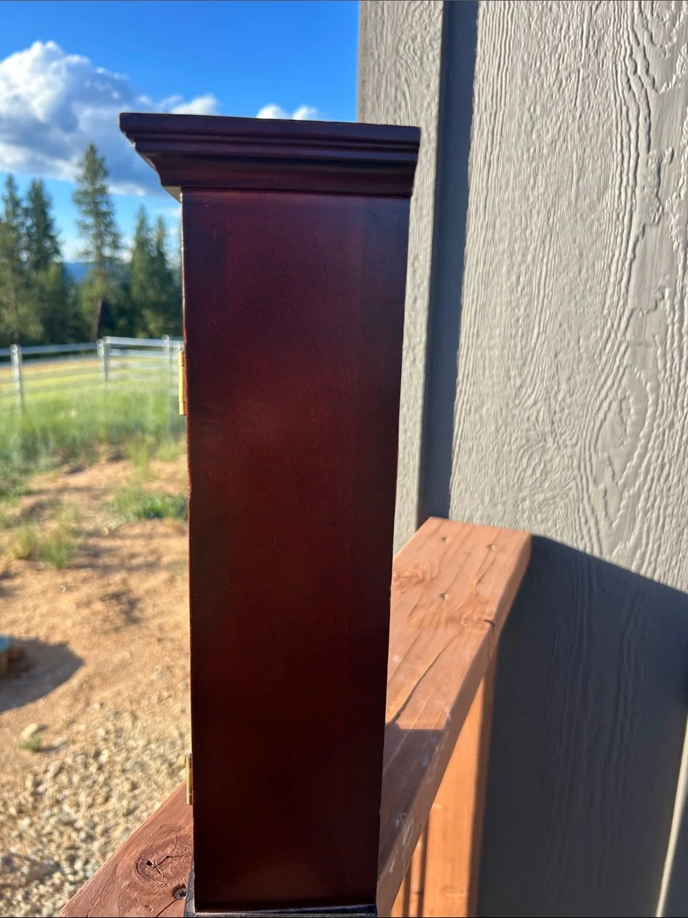 Vintage Cherry Wood Wall Cabinet with Glass Door